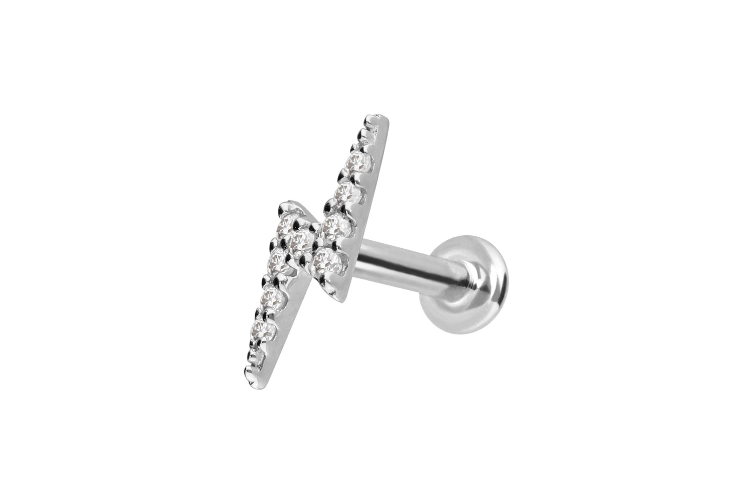 14 Karat Gold Labret Piercing mit Innengewinde MOISSANIT-BLITZ